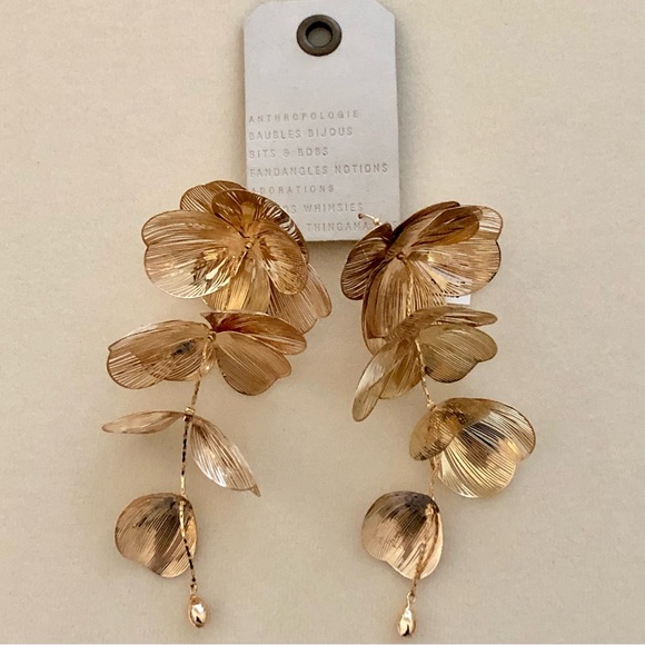 Anthropologie Jewelry - Anthropologie | Tiered Floral Drop Earrings | 4.5” Length